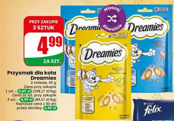 Przysmak dla kota dreamies 60g promocja w Dino