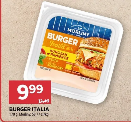 Burger Italia kurczak w panierce pesto pomidory Morliny promocja w Stokrotka