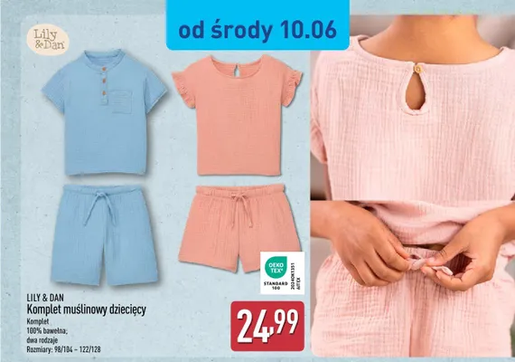 Komplet muślinowy dziecięcy Lily & Dan promocja w Aldi