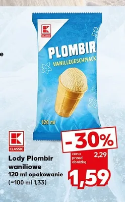 Lody Plombir waniliowe K-Classic promocja w Kaufland