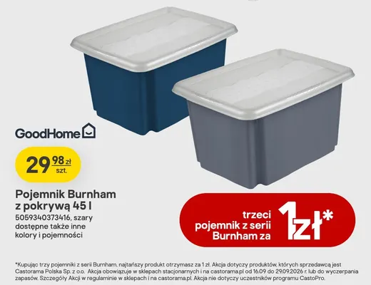 Pojemnik z pokrywą GoodHome Burnham 45 l szary promocja w Castorama