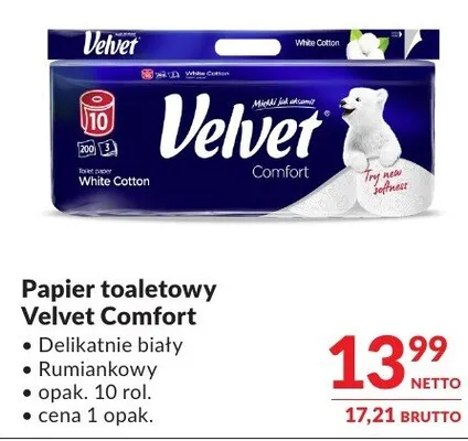 Papier toaletowy Velvet Comfort promocja w Makro