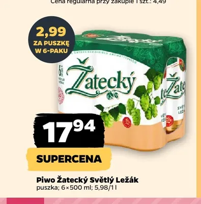 Piwo Žatecký Světlý Ležák 6-pak 500 ml promocja w Netto