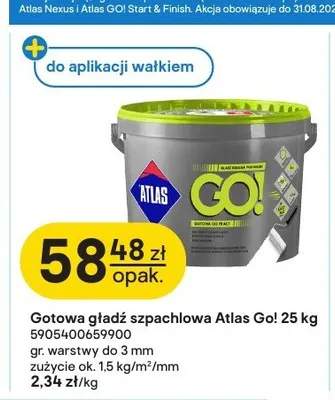 Gotowa gładź szpachlowa Atlas Go! 25 kg promocja w Castorama