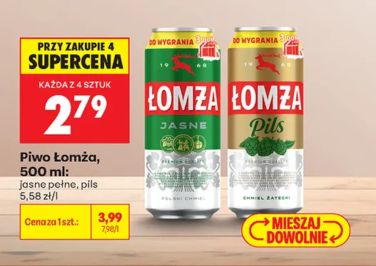 Piwo Łomża pils promocja w Biedronka