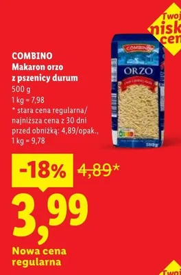 Makaron COMBINO orzo z pszenicy durum promocja w Lidl