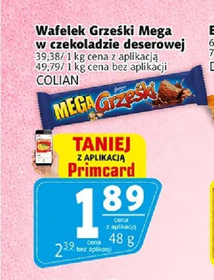 Wafelek Grześki Mega w czekoladzie deserowej promocja w Prim Market