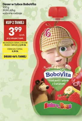 Deser w tubce truskawki i wiśnie z bananem promocja w Delikatesy Centrum