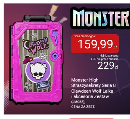 Monster High Straszysekrety seria 8 Clawdeen Wolf lalka i akcesoria zestaw promocja w Smyk
