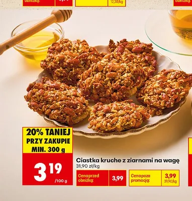 Ciastka kruche z ziarnami na wagę promocja w Biedronka