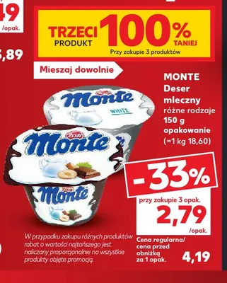 Deser mleczny Monte promocja w Kaufland