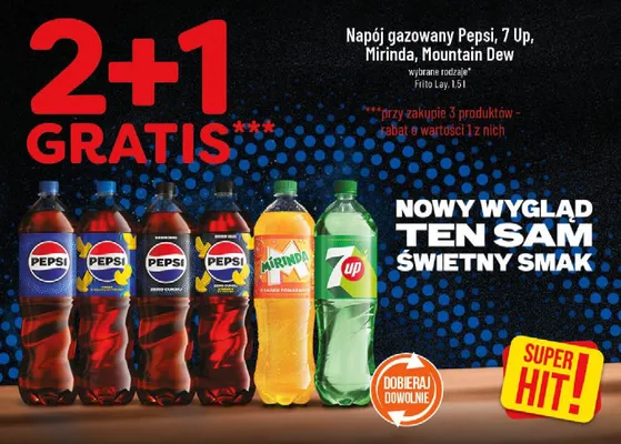 Napój gazowany Pepsi, 7 Up, Mirinda, Mountain Dew wybrane rodzaje promocja w POLOmarket