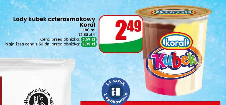 Lody kubek czterosmakowy promocja w Dino