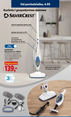 Mop parowy 2w1 SilverCrest 1500W promocja w Lidl