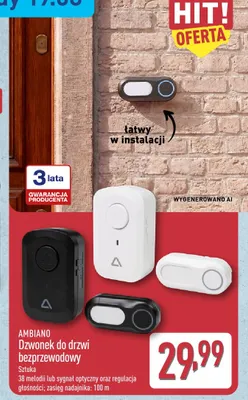Dzwonek do drzwi bezprzewodowy Ambiano promocja w Aldi