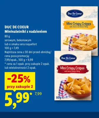 Mininaleśniki z nadzieniem bekonowym Duc De Coeur promocja w Lidl