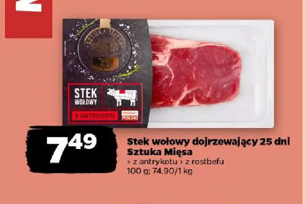 Stek wołowy dojrzewający 25 dni z antrykotu Sztuka Mięsa promocja w Netto