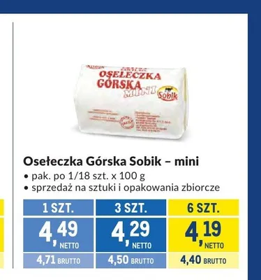 Masło Osełeczka Górska Sobik mini promocja w Makro