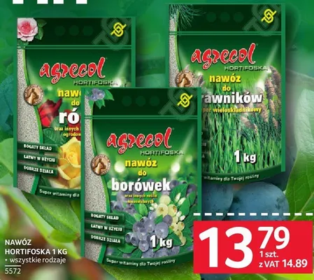 Nawóz Hortifoska Agrecol 1kg wszystkie rodzaje 5572 promocja w Selgros