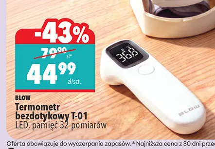 Termometr bezdotykowy T-01 LED pamięć 32 pomiarów Blow promocja w Biedronka
