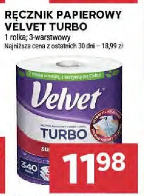 Ręcznik papierowy Velvet Turbo 1 rolka, 3-warstwowy promocja w Stokrotka