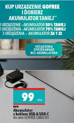 Akumulator z kablem USB-A/USB-C do serii GOFREE CAKU-01 Mpm promocja w Biedronka Home