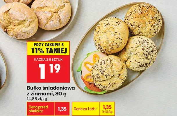 Bułka śniadaniowa z ziarnami promocja w Biedronka