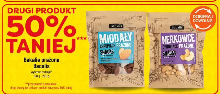 Migdały chrupiące prażone Snacks Bacalis promocja w POLOmarket