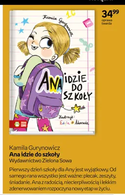 Książka Ana idzie do szkoły Kamila Gurynowicz promocja w Empik