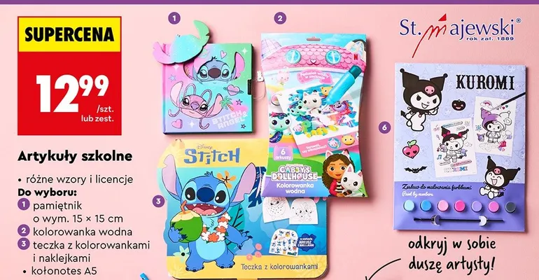 Artykuły szkolne kolorowanka wodna promocja w Biedronka
