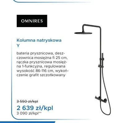 Kolumna natryskowa Omnires Y grafit szczotkowany promocja w Blu Salony Łazienek