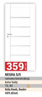 Drzwi Negra 5/5 ramowa konstrukcja kolor biały promocja w Merkury Market