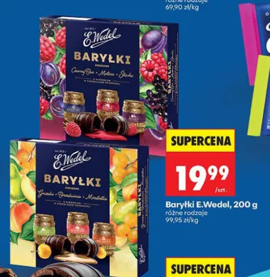 Baryłki owocowe E.Wedel Gruszka Brzoskwinia Mirabelka promocja w Biedronka