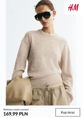 Wełniany sweter oversize H & M promocja w H&M