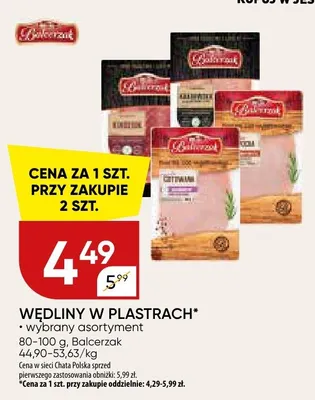 Wędliny w plastrach wybrany asortyment promocja w Chata Polska