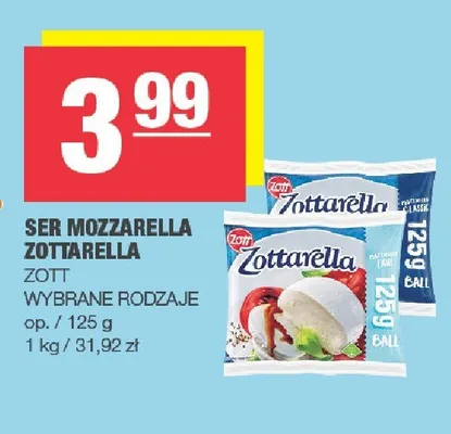 Ser mozzarella Zottarella Light Zott promocja w SPAR
