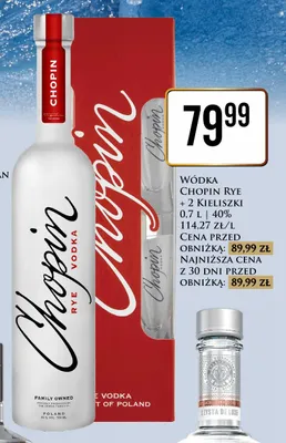 Wódka Chopin Rye + 2 kieliszki promocja w Dino