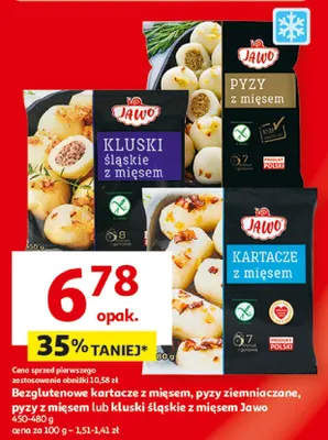 Bezglutenowe kartacze z mięsem, pyzy ziemniaczane, pyzy z mięsem lub kluski śląskie z mięsem promocja w Auchan