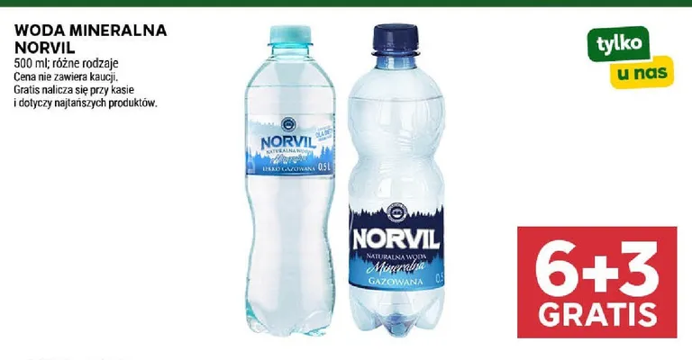 Woda mineralna Norvil Lekko Gazowana promocja w Stokrotka