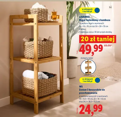 Regał łazienkowy z bambusa promocja w Lidl