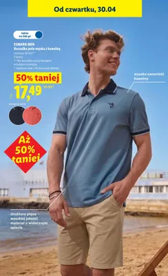 Koszulka polo męska z bawełną promocja w Lidl