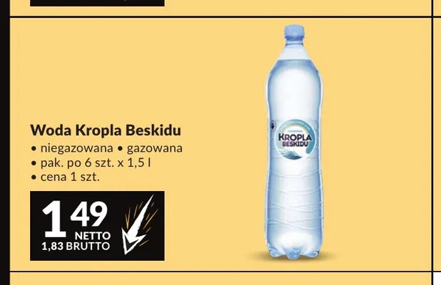 Woda niegazowana Kropla Beskidu promocja w Makro