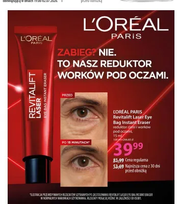 Reduktor cieni i worków pod oczami L'Oréal Paris Revitalift Laser Eye Bag Instant Eraser promocja w Hebe