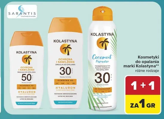 Sucha mgiełka do opalania Kolastyna Coconut Paradise SPF 30 promocja w Carrefour