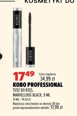 Tusz do rzęs Kobo Professional Marvellous Black promocja w Drogerie Natura
