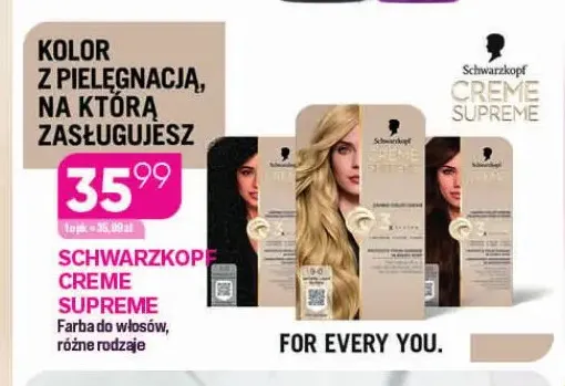 Farba do włosów Schwarzkopf Creme Supreme promocja w Drogerie Koliber