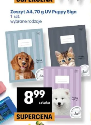 Zeszyt A4 70 g UV Puppy Sign promocja w Delikatesy Centrum