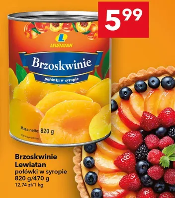 Brzoskwinie połówki w syropie promocja w LEWIATAN
