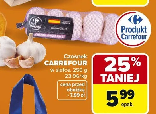 Czosnek w siatce Carrefour promocja w Carrefour