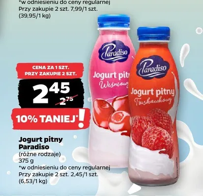 Jogurt pitny Paradiso wiśniowy promocja w Netto